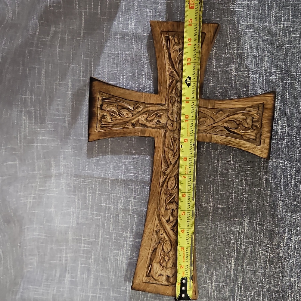 Carved Wooden Cross Decor - Picture 3 of 5